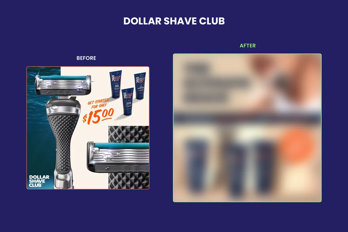 Dollar Shave Club redesign, After blurred