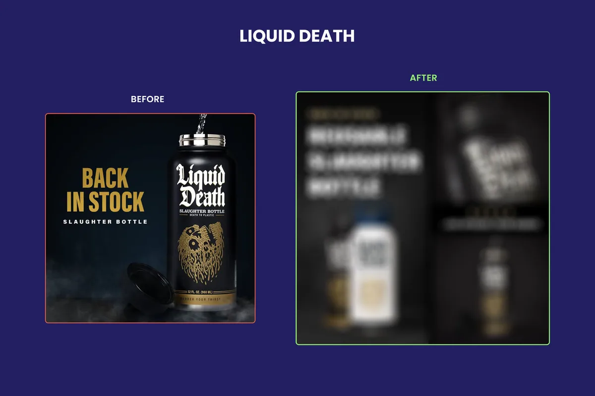 Liquid Death redesign, After blurred